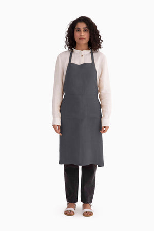 Linen Tie-Knot Apron (charcoal) by Live Linen