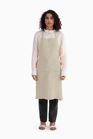 Linen Tie-Knot Apron (ivory) by Live Linen
