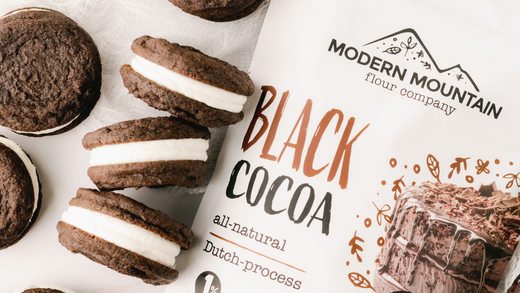 Homemade chocolate sandwich cookies with Modern Mountain Black Cocoa Powder