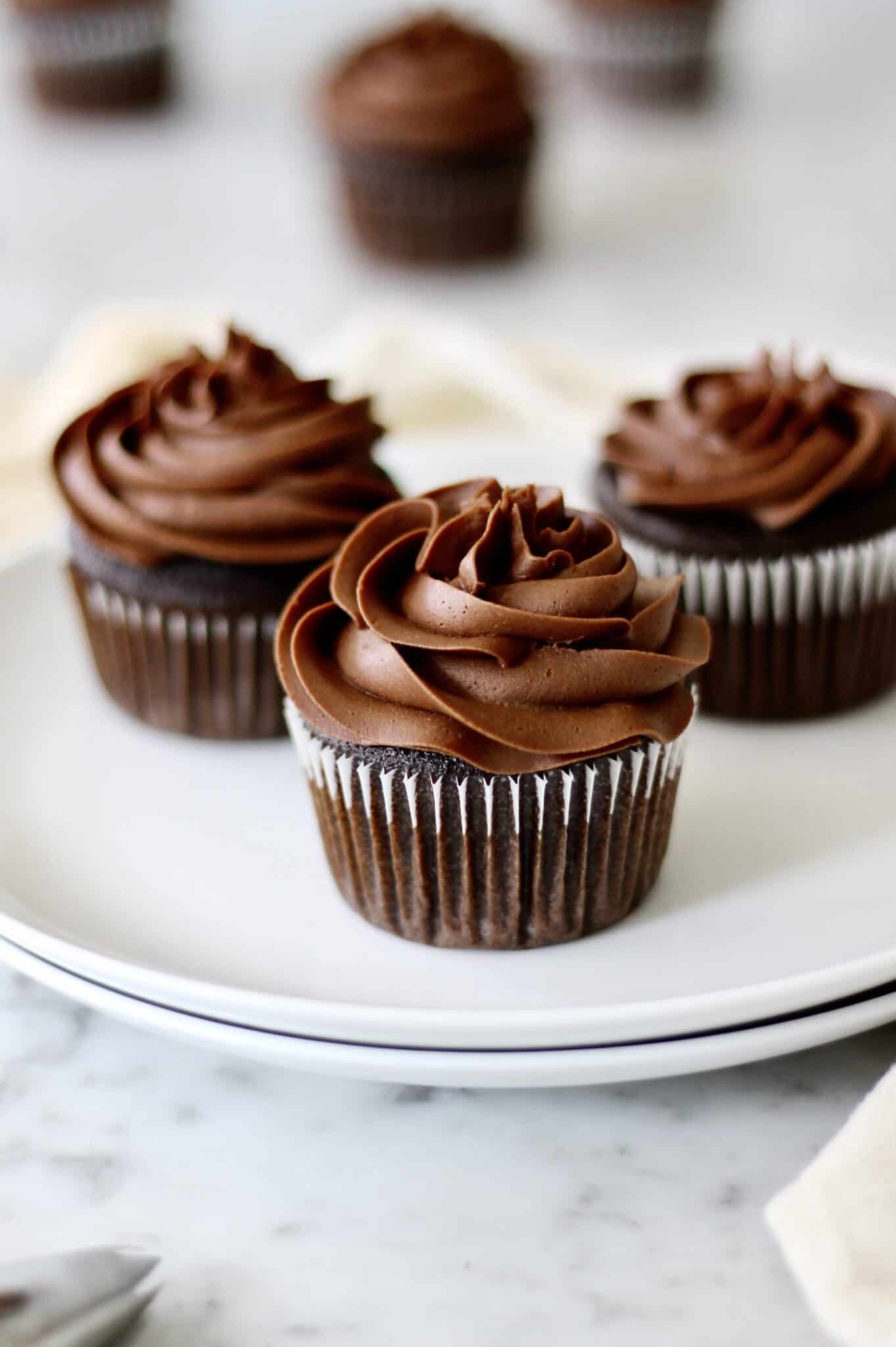 Fudgy Chocolate Cupcakes with Chocolate Ganache