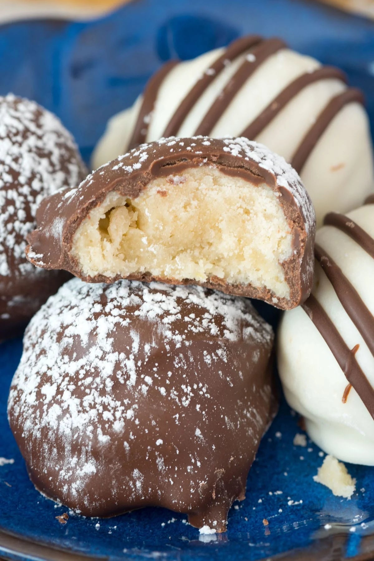 Chocolate-Dipped Snowball Cookies