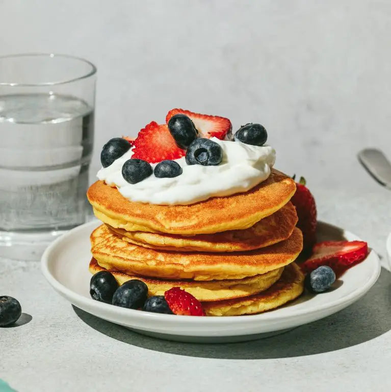 Lupin Flour Pancakes with Blueberry Compote
