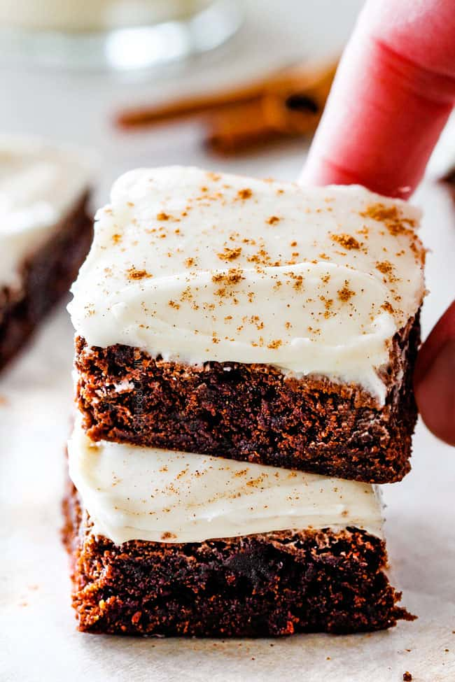 Gingerbread Brownies with Eggnog Frosting