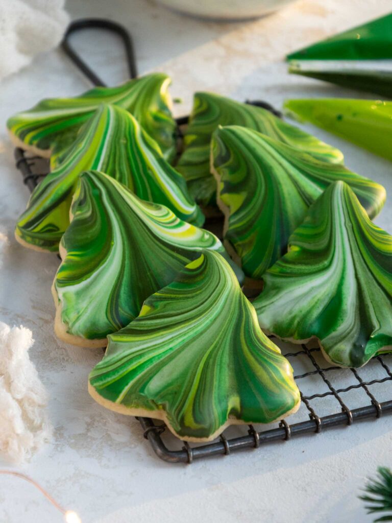 Marbled Christmas Tree Sugar Cookies