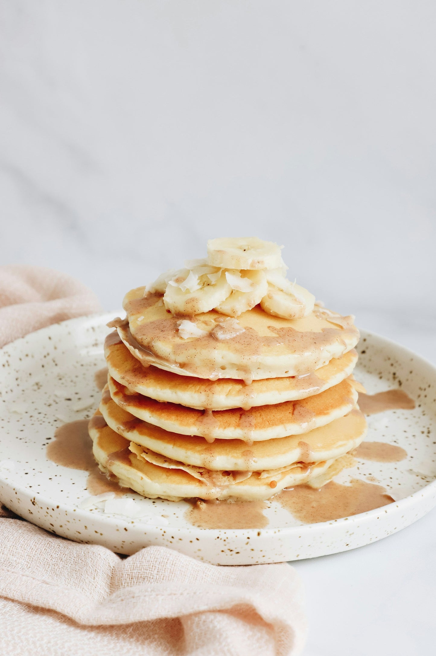 Short stack of fluffy malted pancakes